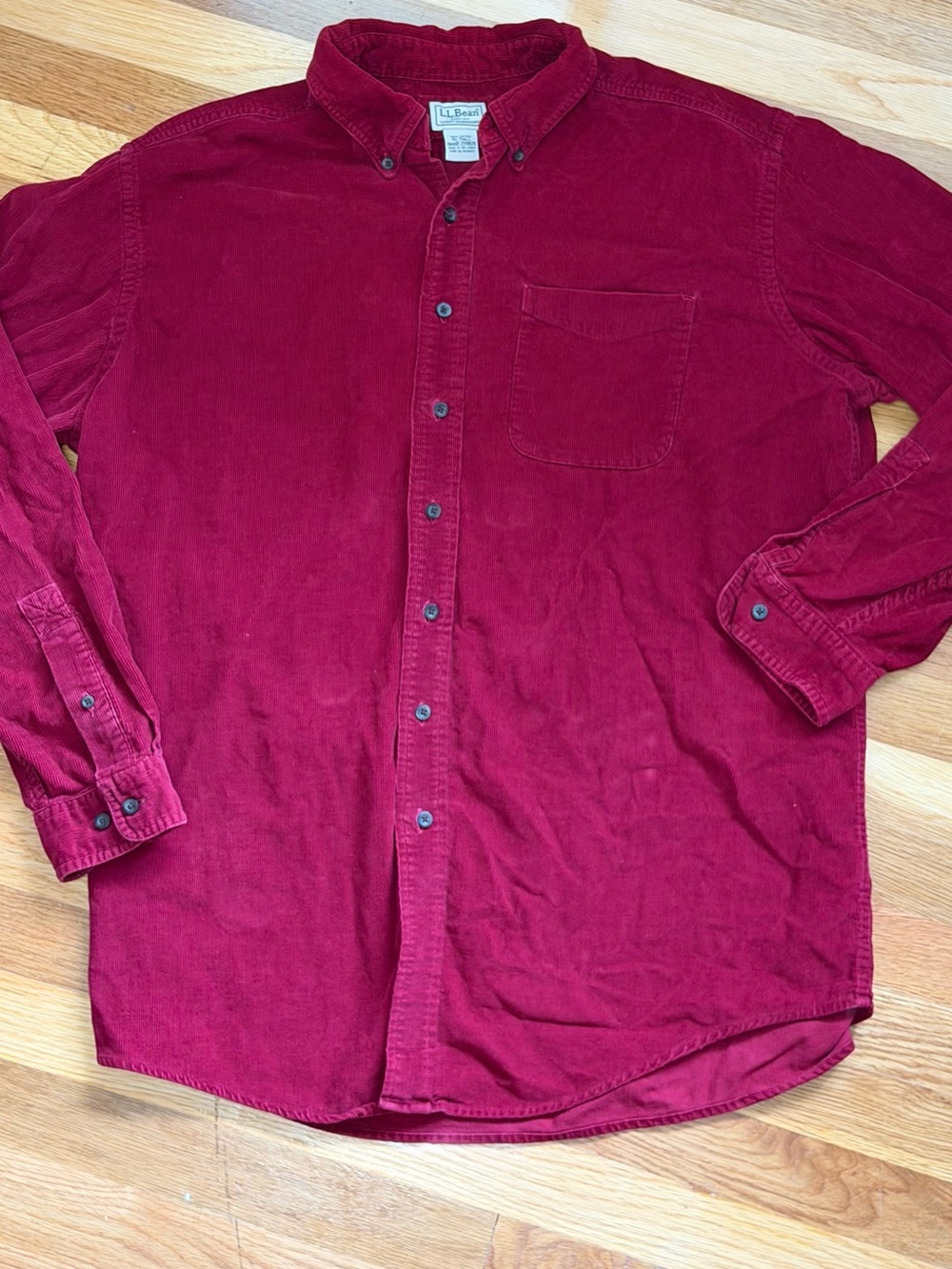 L.L. Bean Men's XL TALL Corduroy Button-Down Shirt in Burgundy